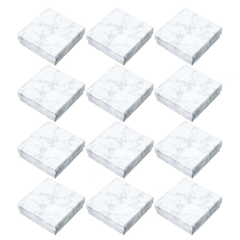 12Pcs Marble Pattern Cardboard Box Jewelry Box for Necklaces Bracelets Earrings