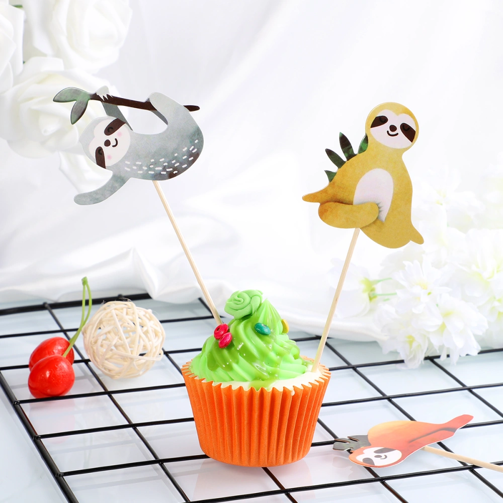 YeahiBaby 4pcs Sloth Cake Topper Set Creative Decor Cake Insert for Birthday Party Festival