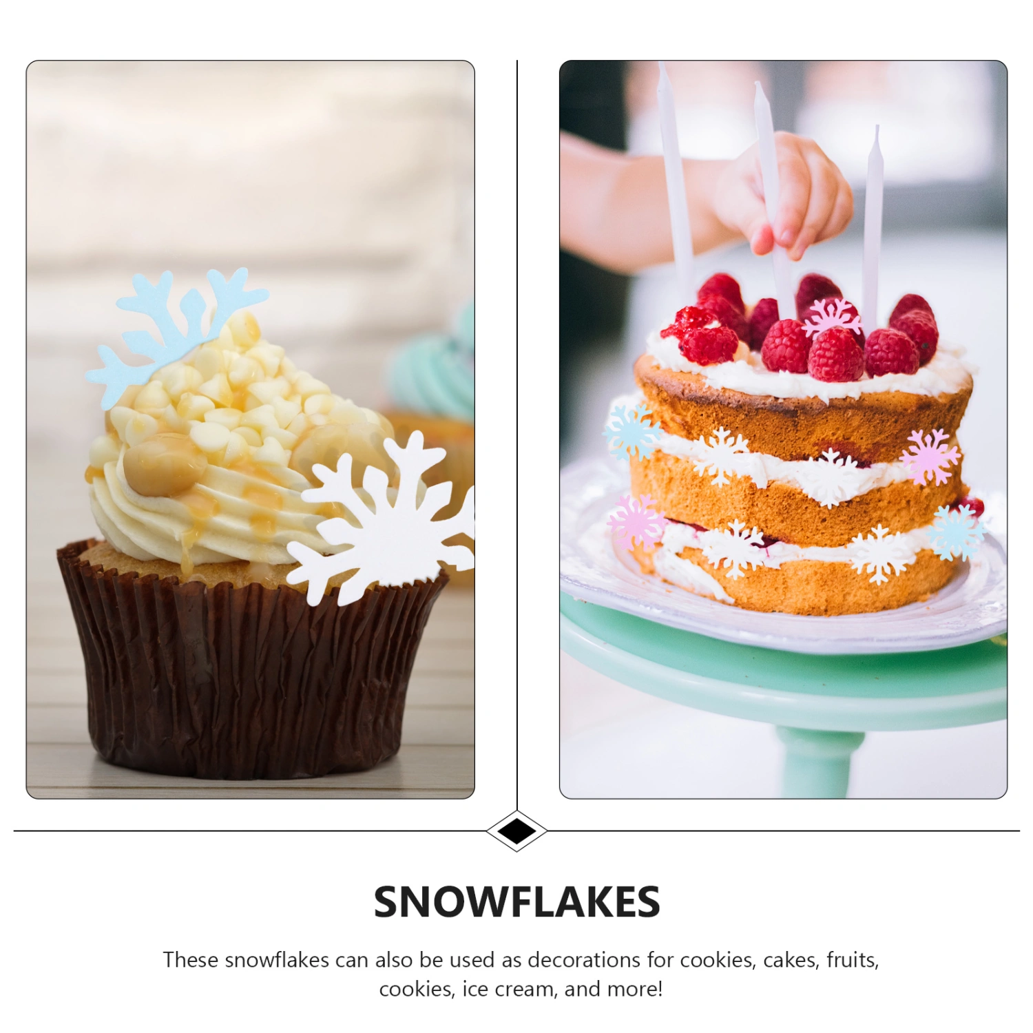1 Set 240 Pcs Christmas Wafer Snowflakes Edible Cake Decorative Snowflakes Random Color