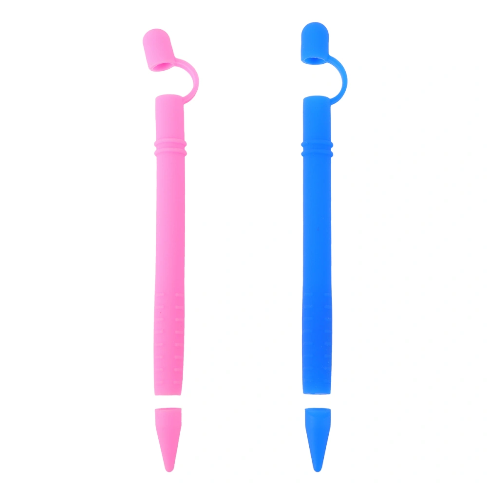 2PCS Silicone Touchpen Cases Electrical Pencil Enclosure Stylus Protective Cover Compatible for Apple Pencil I (Blue+Pink)