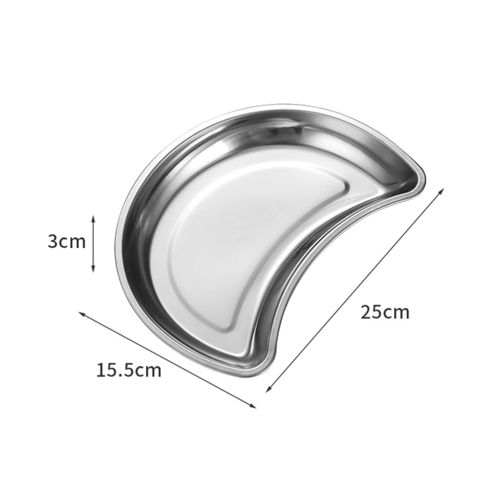 Stainless Steel Food Dish Moon Shape Fruits Dish Multi-functional Kitchen Plate