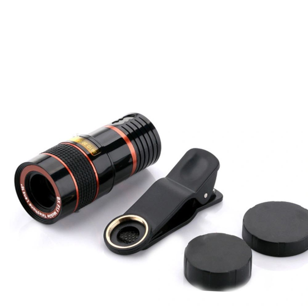 8X Monocular Telescope Lens Phone Telephoto Lens Cellphone Zoom Lens Long-focus Lens with Clip for Smartphone