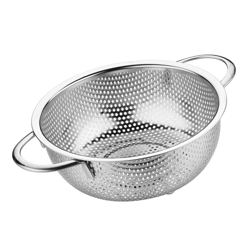 Double Handles Colander Basket Stainless Steel Filter Kitchen Strainer for Fried Food Vegetable Fruit (25.8)