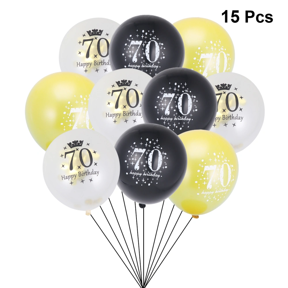 15pcs Digital Confetti Balloons Decorative Confetti Balloons Party Balloon Supplies for Birthday Anniversaries 70-Years-Old