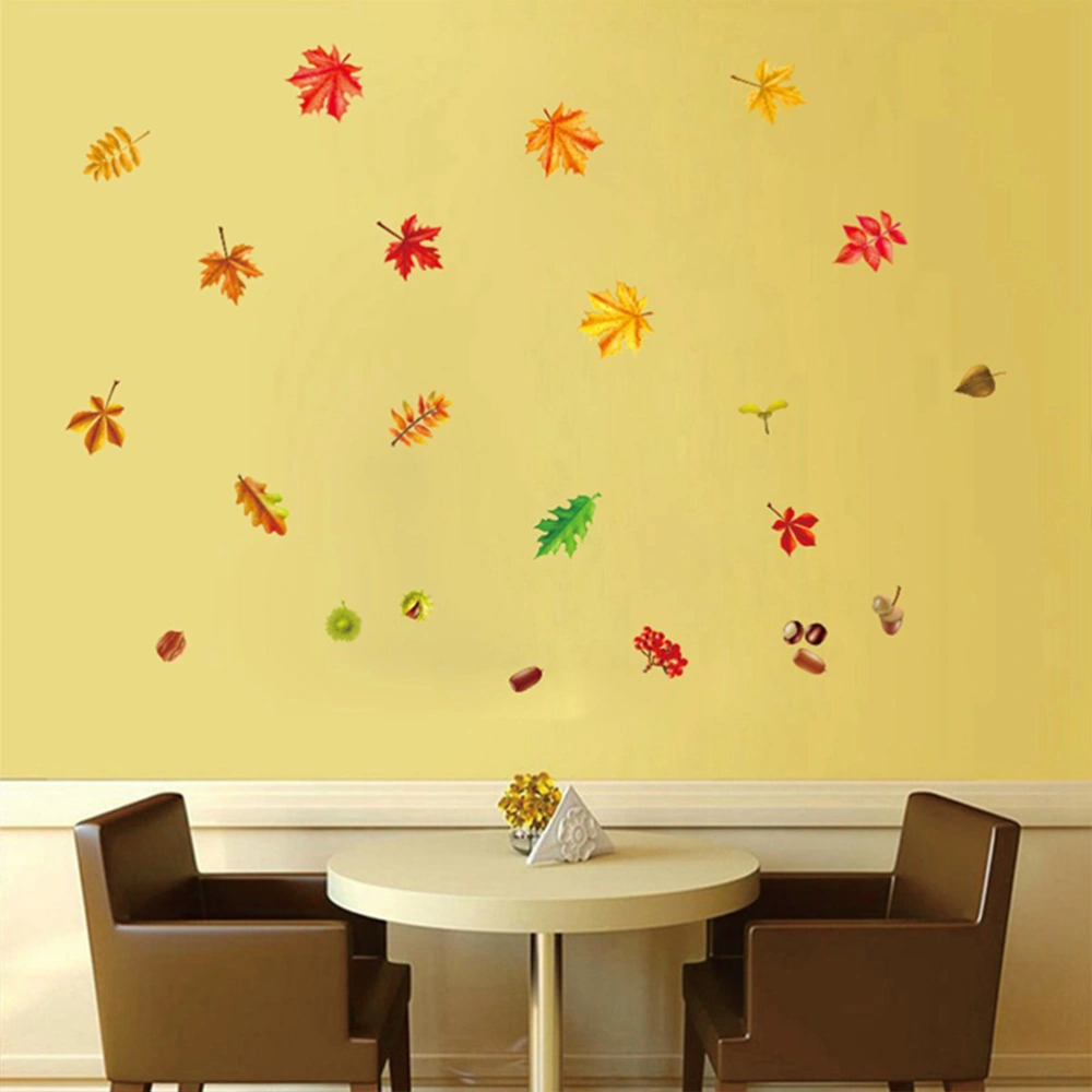 1 Sheet 32x41CM Creative Maple Leaf Fruit Wall Sticker Exquisite Unique Door Wall Window Decal Thanksgiving Day's Decorative Sticker