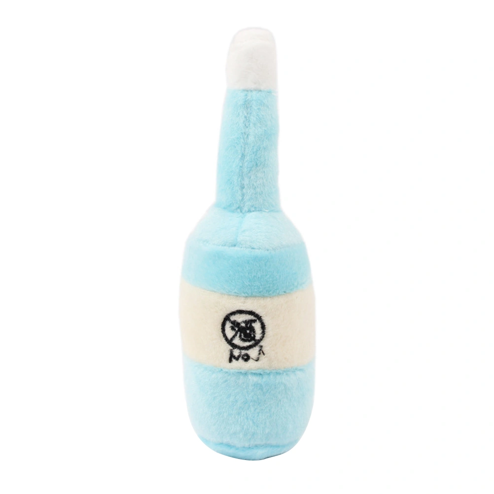 Dog Chew Toy Sound Plush Pet Puppy Toys Squeaky Bottle Shape Toys Pets Bite Chewing Puppy Dog Toy (Blue)