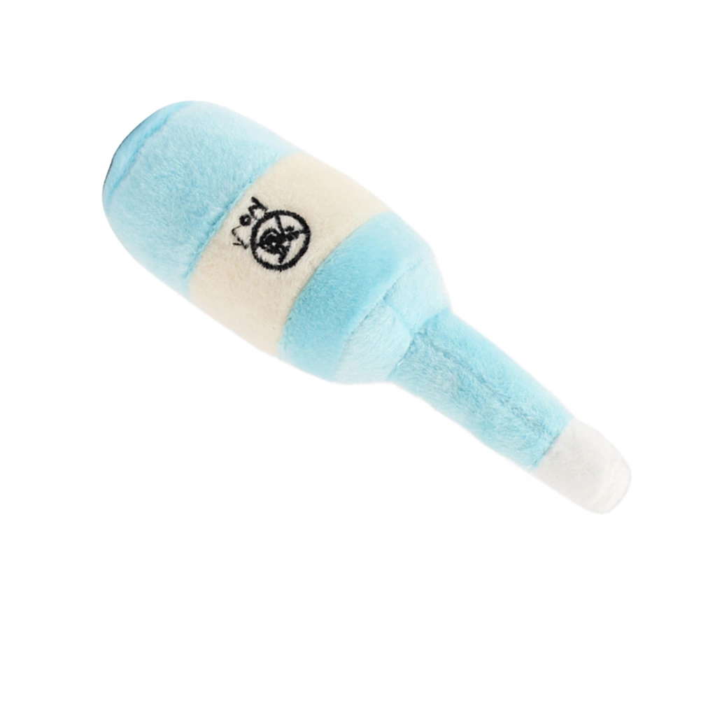 Dog Chew Toy Sound Plush Pet Puppy Toys Squeaky Bottle Shape Toys Pets Bite Chewing Puppy Dog Toy (Blue)