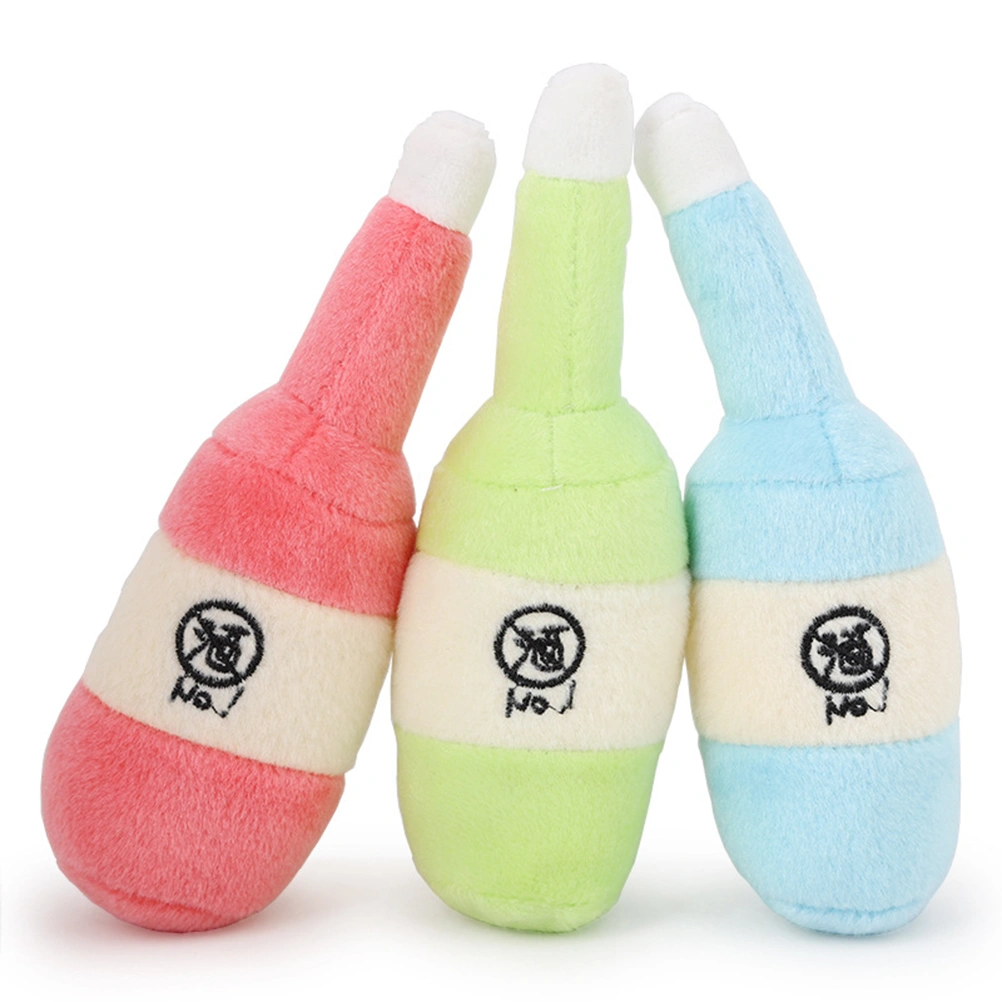 Dog Chew Toy Sound Plush Pet Puppy Toys Squeaky Bottle Shape Toys Pets Bite Chewing Puppy Dog Toy (Blue)