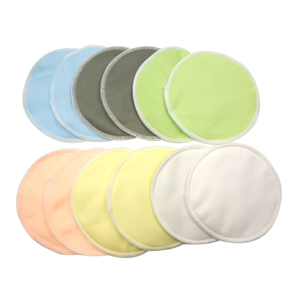 12pcs Reusable Bamboo Fabric Anti-galactorrhea Pad Leakproof Washable Nursing Bra Pads Protection Breast Feeding Pads (Assorted Color)