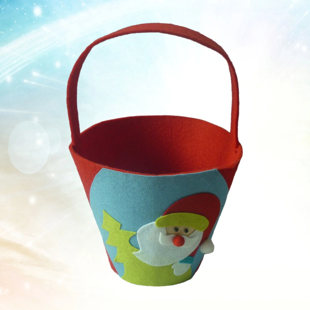 Portable Christmas Candy Holder Santa Claus Design Gift Pouch Creative Sweet Bucket Storage Case Fabric Barrel Shape Tote Bag Christmas Supplies