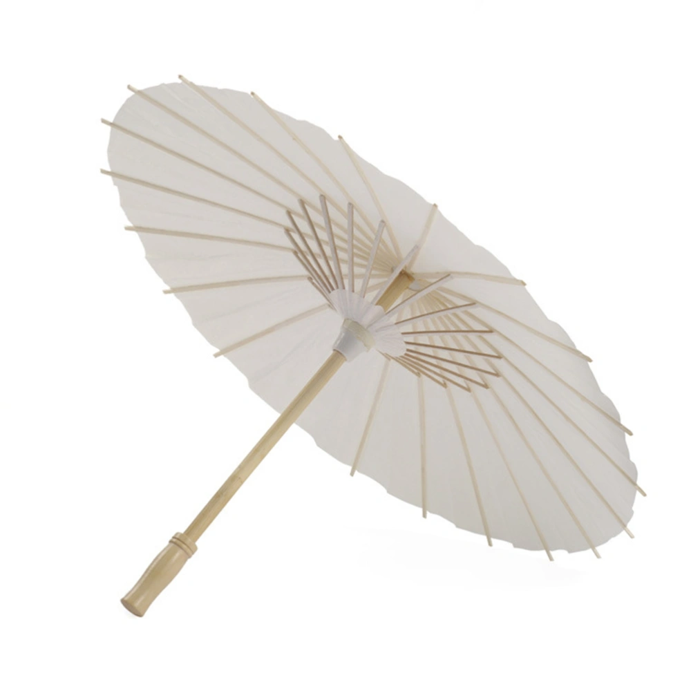 12 pcs  White Paper Parasol Umbrella Chinese Japanese Paper Umbrella Wedding Decoration (Diameter 30cm, Randoim Umbrella Handle Style)