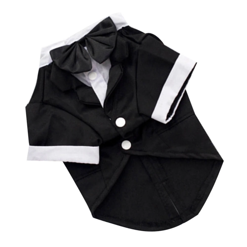 Dog Tuxedo Wedding Suit Dapper Dog Pet Costume with Bow - Black (M)