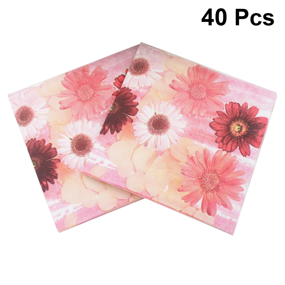 40PCS Color Flower Printed Napkins Facial Tissue Printing Napkin for Party Banquet Daily Use