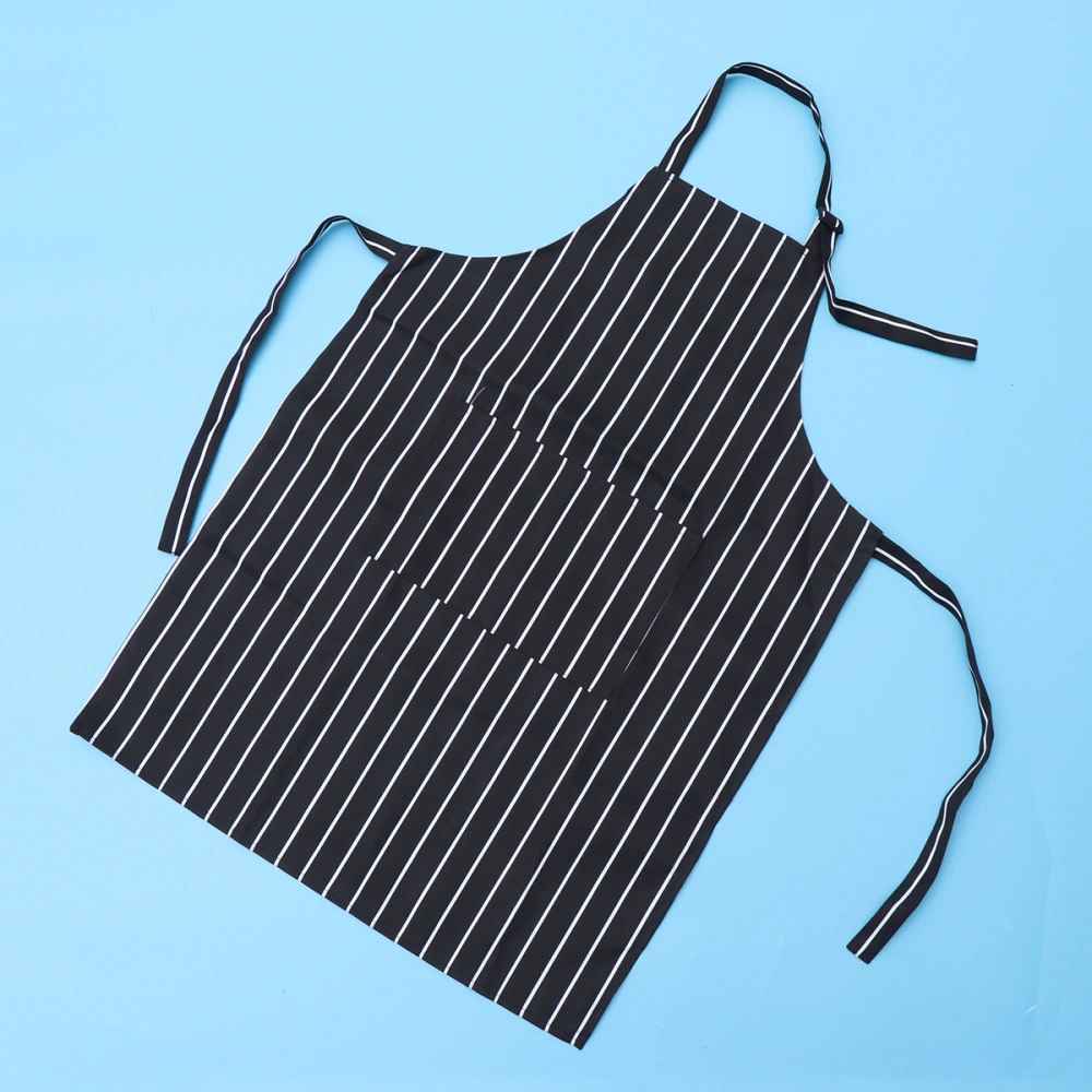 2pcs Portable Adjustable Apron Kitchen Chef Apron Restaurant Cooking Baking Apron Hanging Neck Overalls for Home (Black and White Stripe)