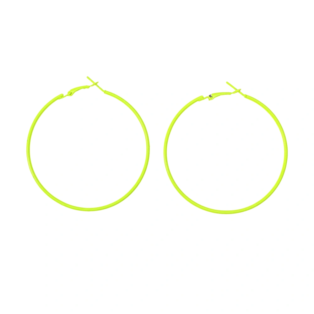 Alloy Geometric Circle Earrings Simple Large Round Earbobs Circle Earrings for Woman Lady Girl Yellow (About 6cm)