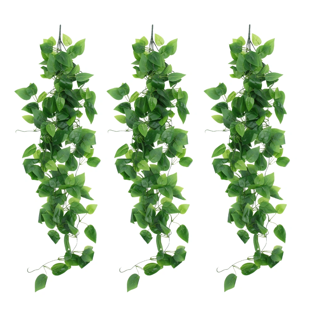 3Pcs Simulation Vine Ornament Wall Hanging Plants Decorative Fake Leaves