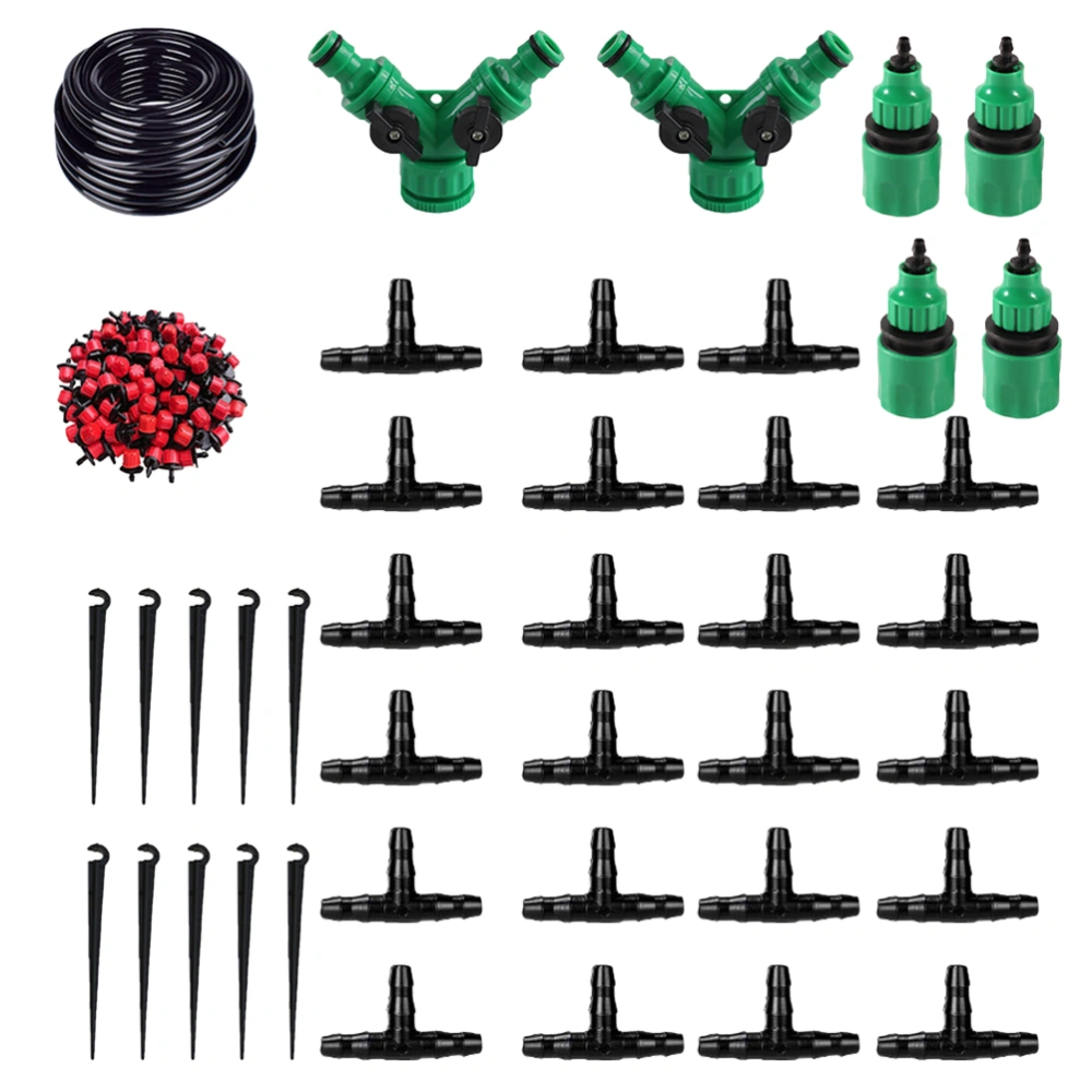 1 Set 50M Long Garden Irrigation Suit 60 Drops Head DIY Drip Irrigation Set Automatic Watering Irrigation Set Atomizing Watering Garden Hose Kit for Garden Lawn (Black)