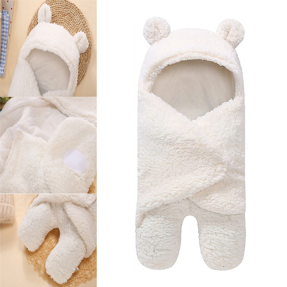 Baby Blanket Newborn Baby Cotton Receiving White Sleeping Blanket Boy Girl Wrap Swaddle for Free Size (White)