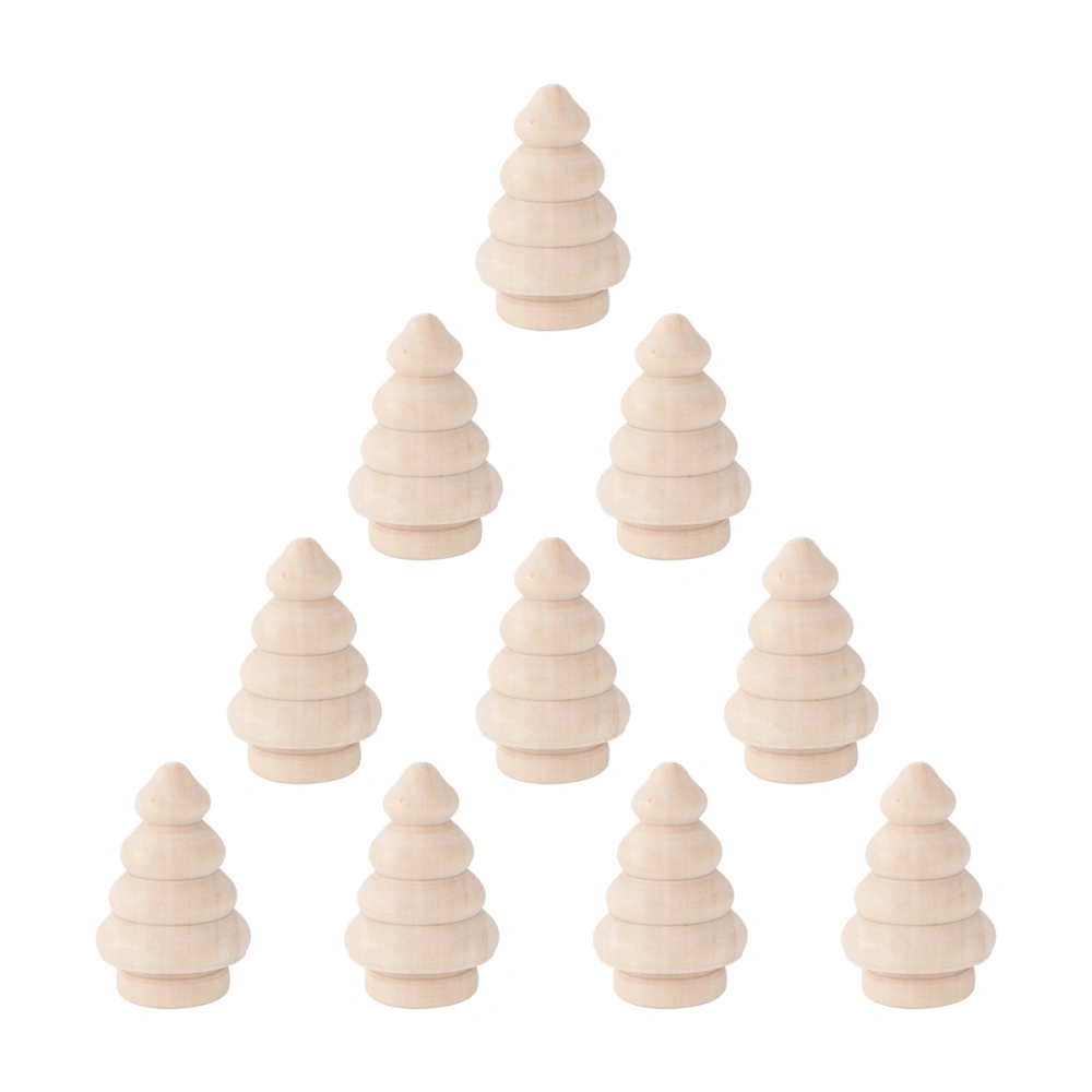 10Pcs Wooden Xmas Tree Models Kids DIY Painted Wooden Ornaments Home Decor Item