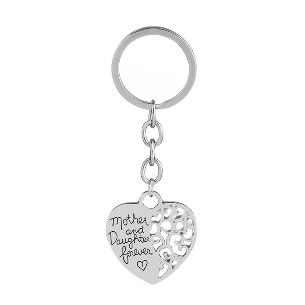 MOTHER AND DAUGHTER FOREVER Decorative Keychain Mother's Day Gift Engraved Words Heart Shaped Key Ring