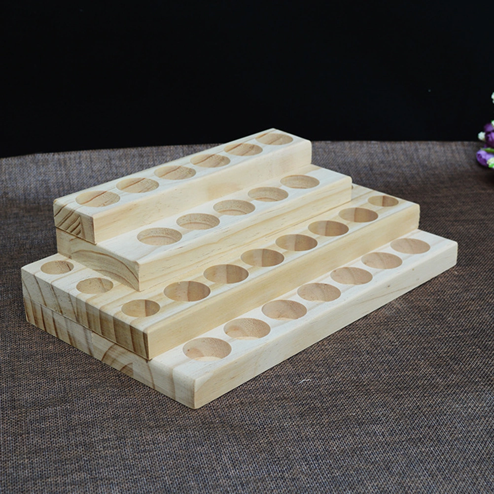 1pc 4-layer 30 Holes Wooden Essential Oil Box Aromatherapy Oil Storage Box Rotatable Display Stand Desktop Storage rack
