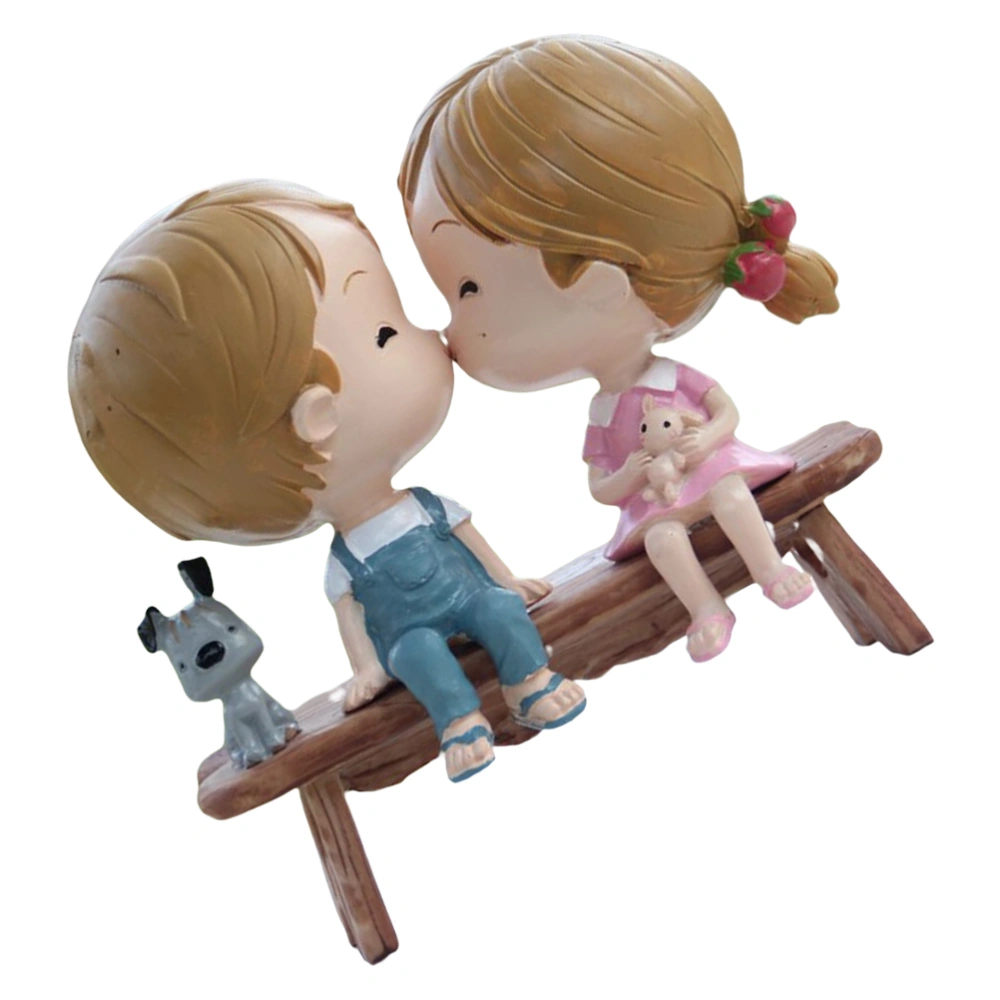 Lovely Resin Wedding Couple Doll Adorn Valentine's Day Desktop Resin Decor