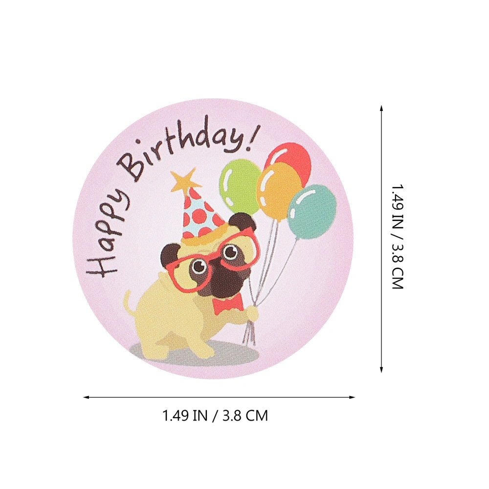 2 Rolls Animal Theme Happy Birthday Stickers Self-adhesive Gift Wrapping Stickers