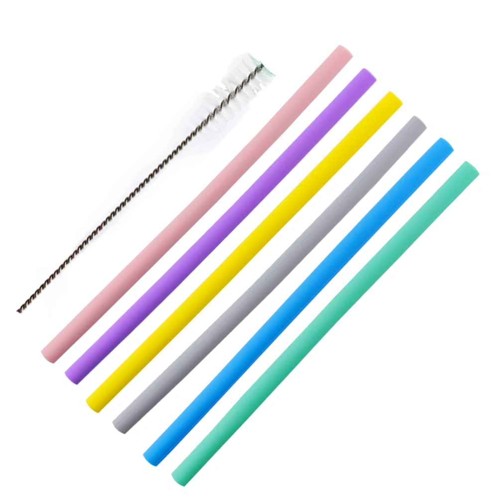 7 Pcs Silicone Straws Set Food Grade Eco-friendly Reusable Drinking Straws Portable Travel Straws Set