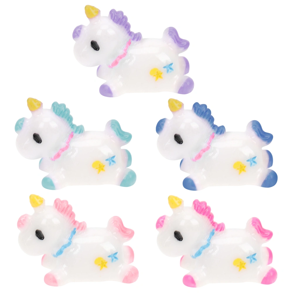 5pcs Adorable Mini Unicorn Adornments Succulent Pot Mini Animal Decorations