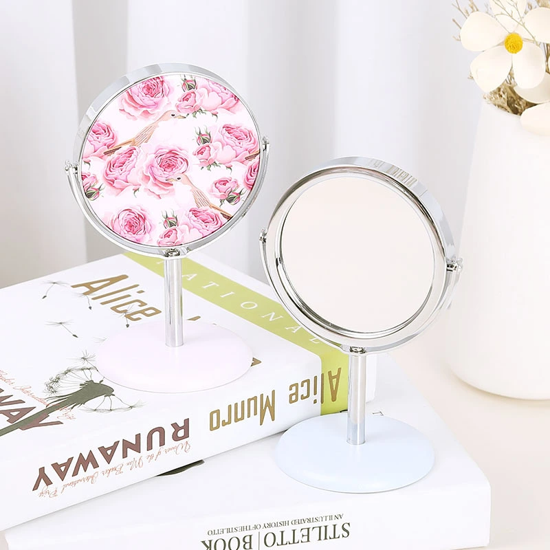 3 pcs Makeup Mirror Rotation Desktop Mirror Mini Round Tabletop Mirror Metal Mirrors