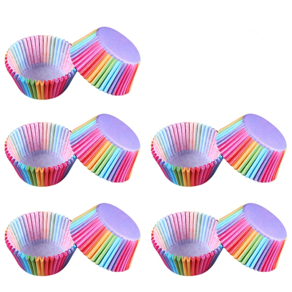 100 Pcs Cupcake Wrappers Liners Muffin Cases Cake Cup Party Favors (Rainbow Color Wrap)