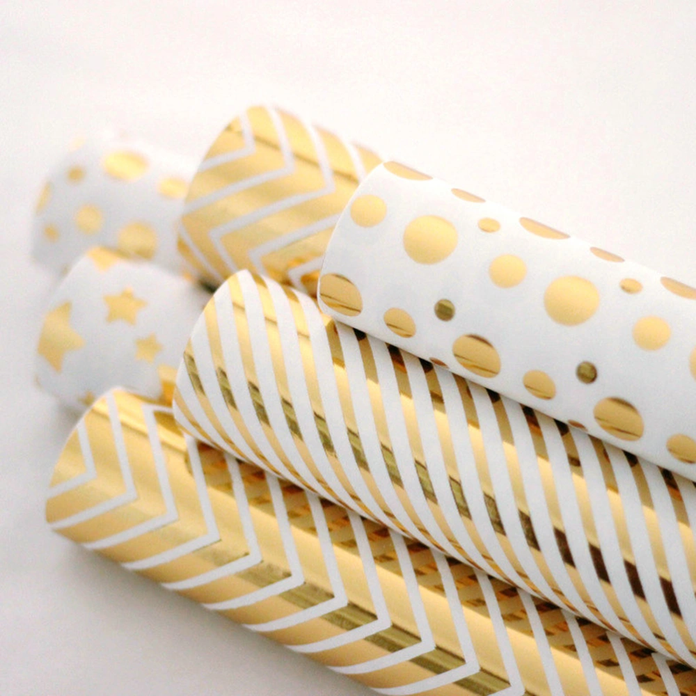 4pcs Gift Wrapping Paper Roll Gold Star Dot Stripe Wave for Birthday Holiday Wedding Gift Wrap(50x70cm)