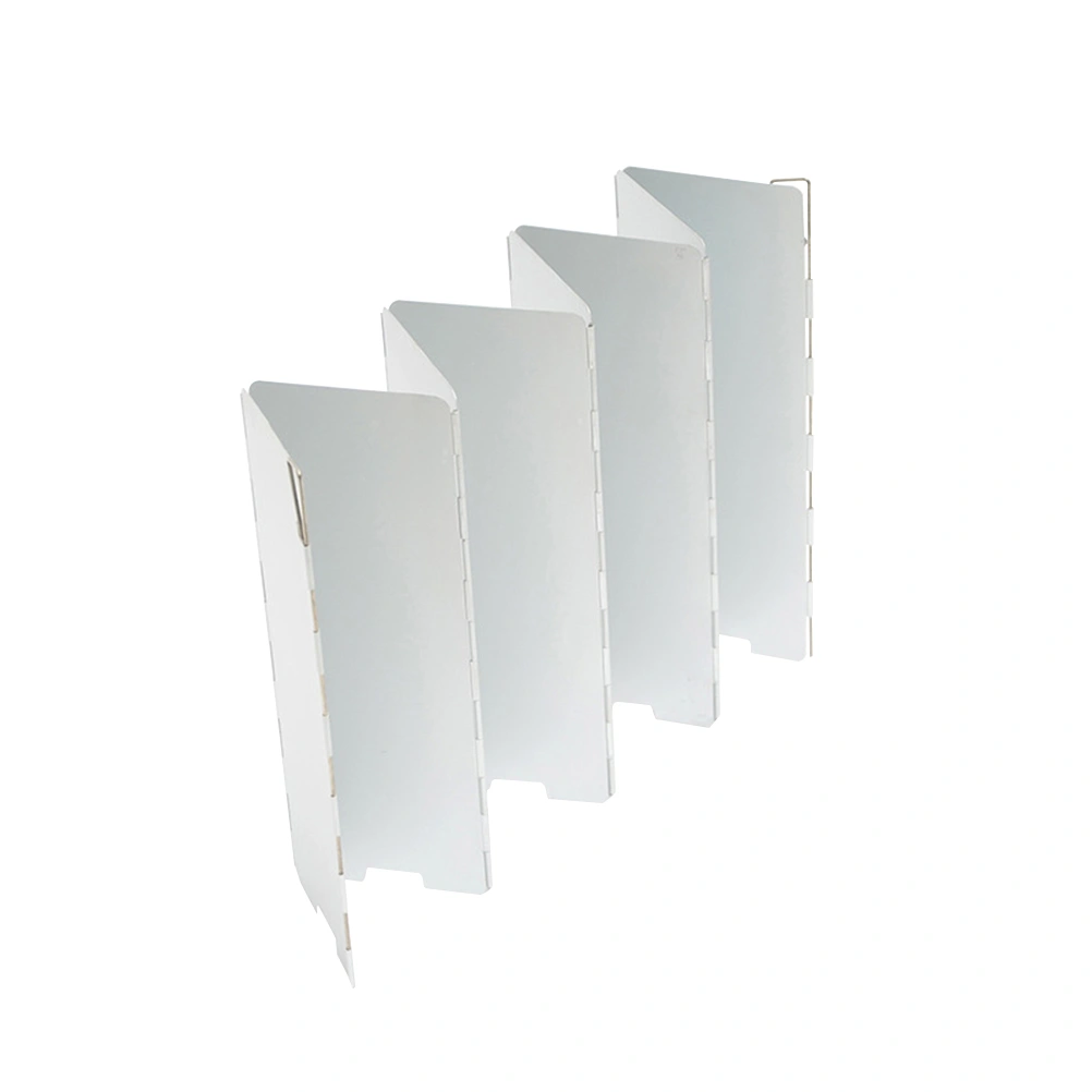 8 Plates Windscreen Barbecue Folding Stove Wind Screen Windshield for Camping Picnic (Silver)