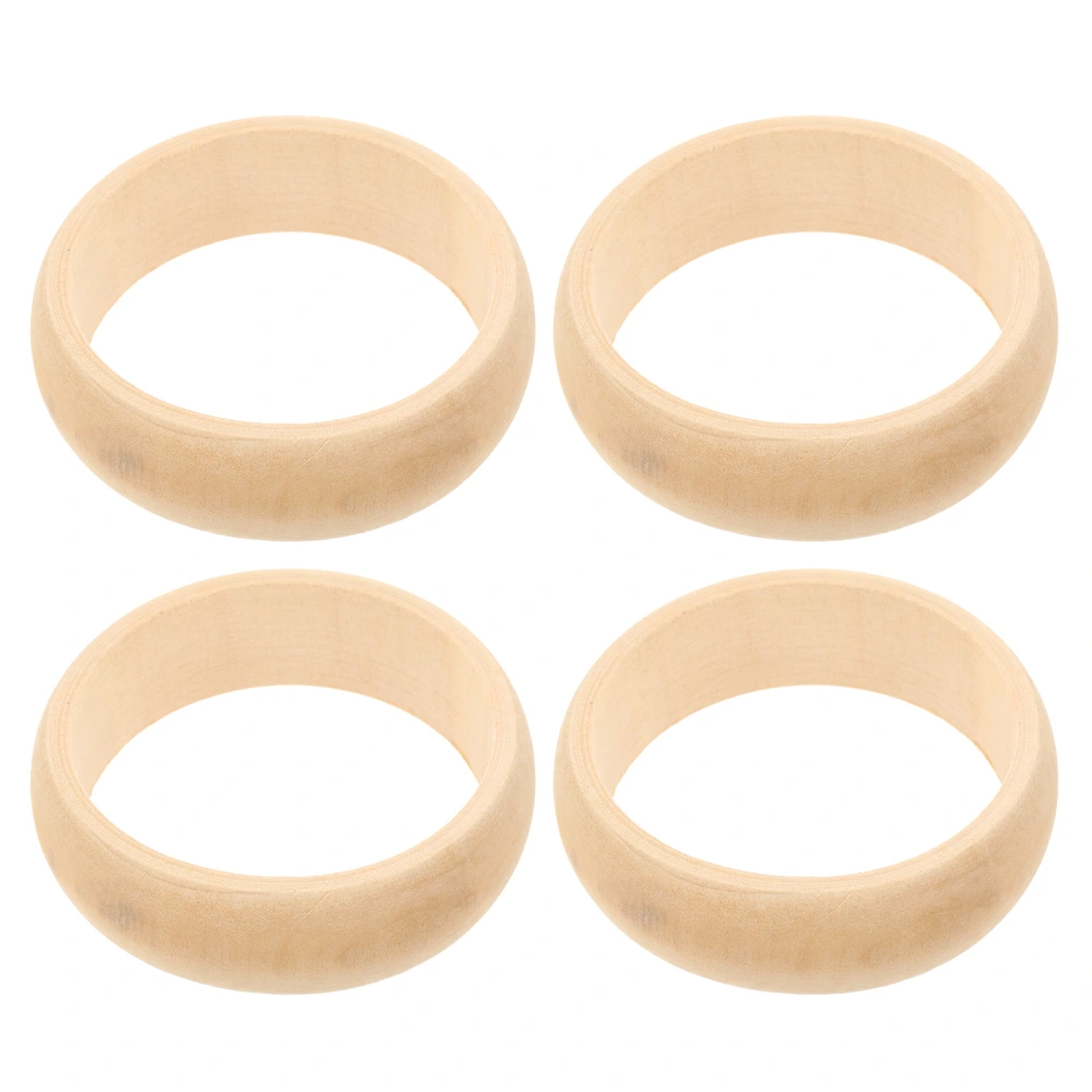 4pcs Wood Bangle Bracelets Unfinished Natural Round Wooden Ring DIY Craft