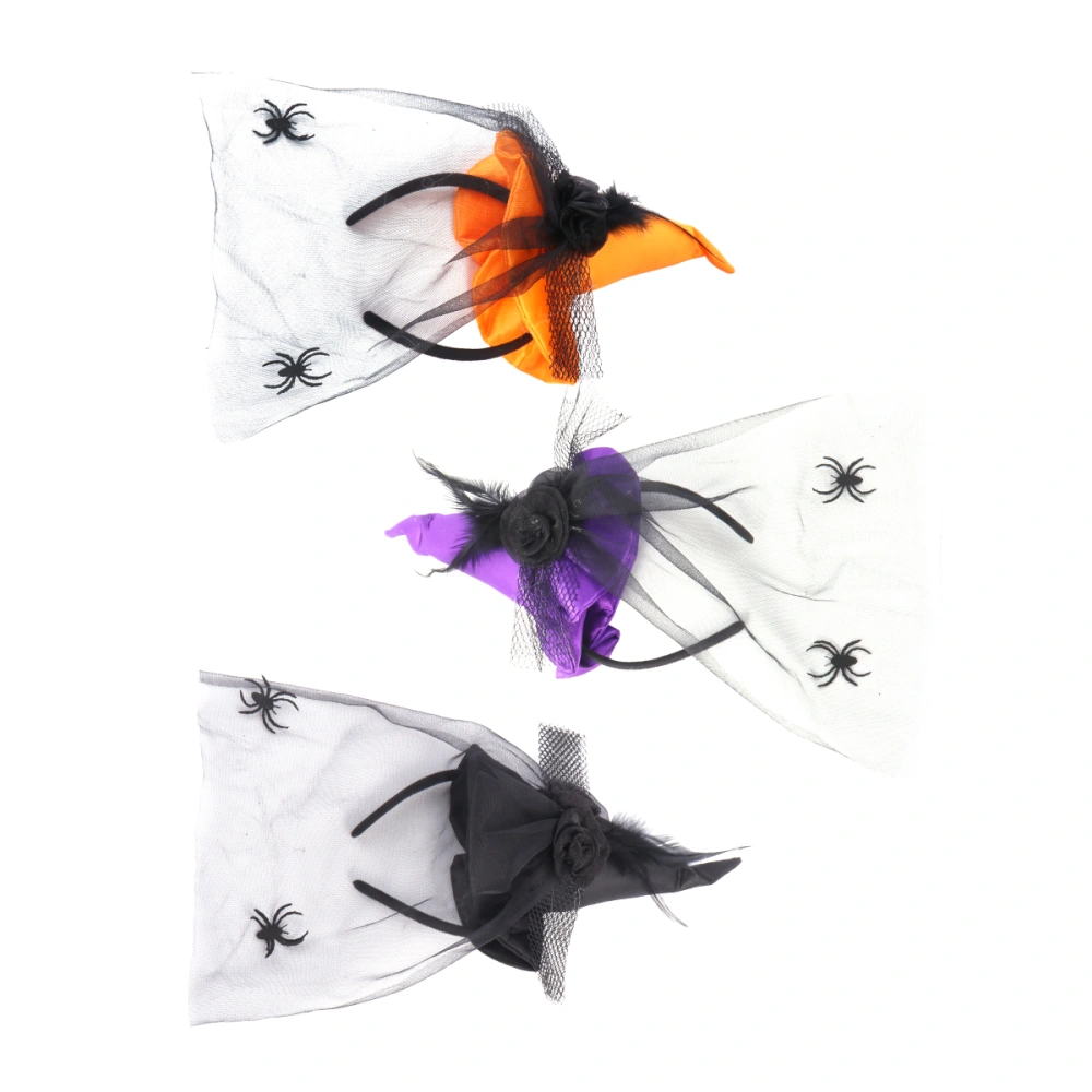 3Pcs Halloween Witch Spider Headbands Hat Headdress Cosplay Photo Booth Supplies