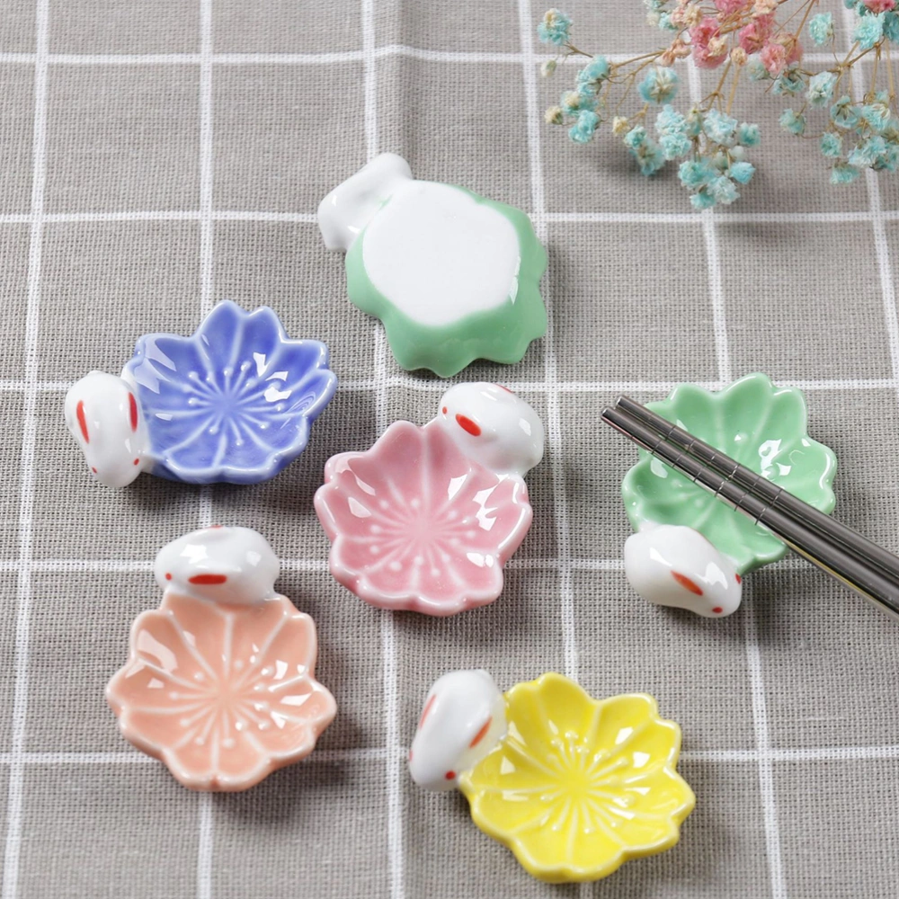 5Pcs Cherry Blossom Chopstick Shelf Multi-Color Ceramic Chopstick Rack  for Home