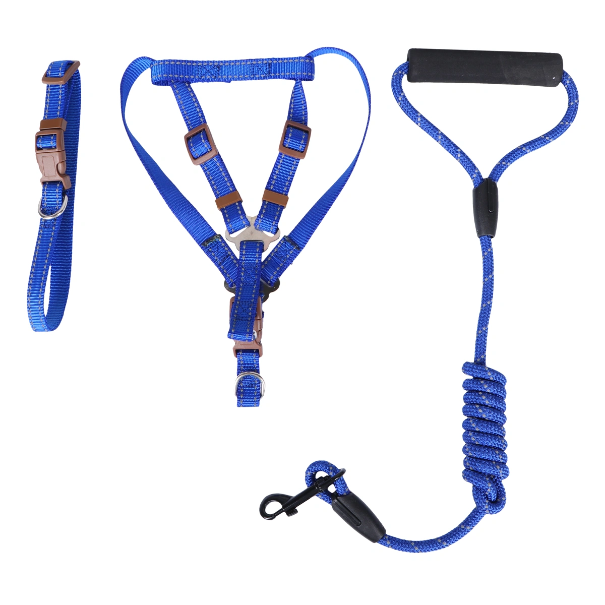 Dog Harness Durable Dog Leash Adjustable Dog Collar Anti-Twist Dog Leash Harness for Small Medium Dogs Size M (Blue)