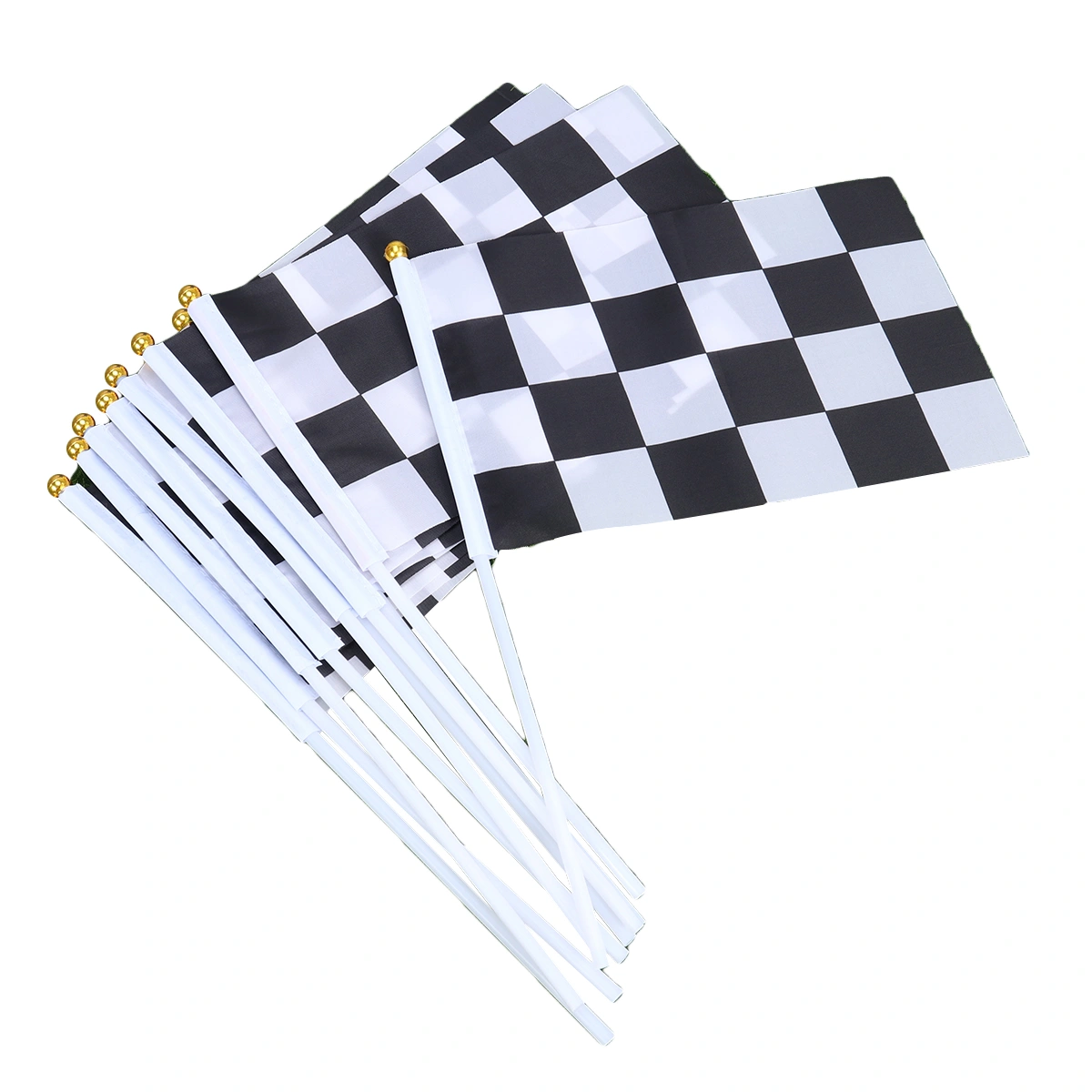 50pcs Mini Race Flags Checkered Hand Flag for Nascar Tiny Car Racing Flags (Black White)
