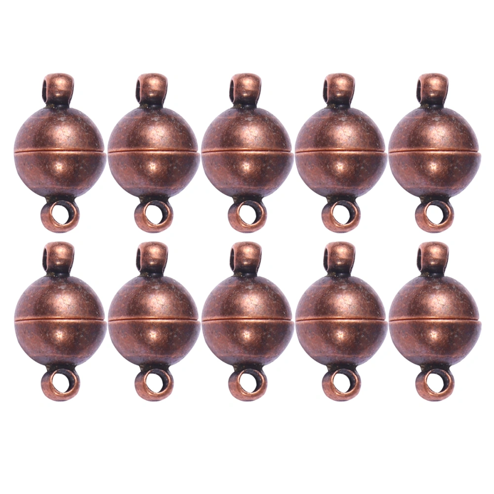 10Pcs 8mm 0.3inch Cylindrical Magnetic Buckle Necklace Buckle Bracelet Buckle Magnet Buckle DIY Jewelry Accessories (Red Copper)