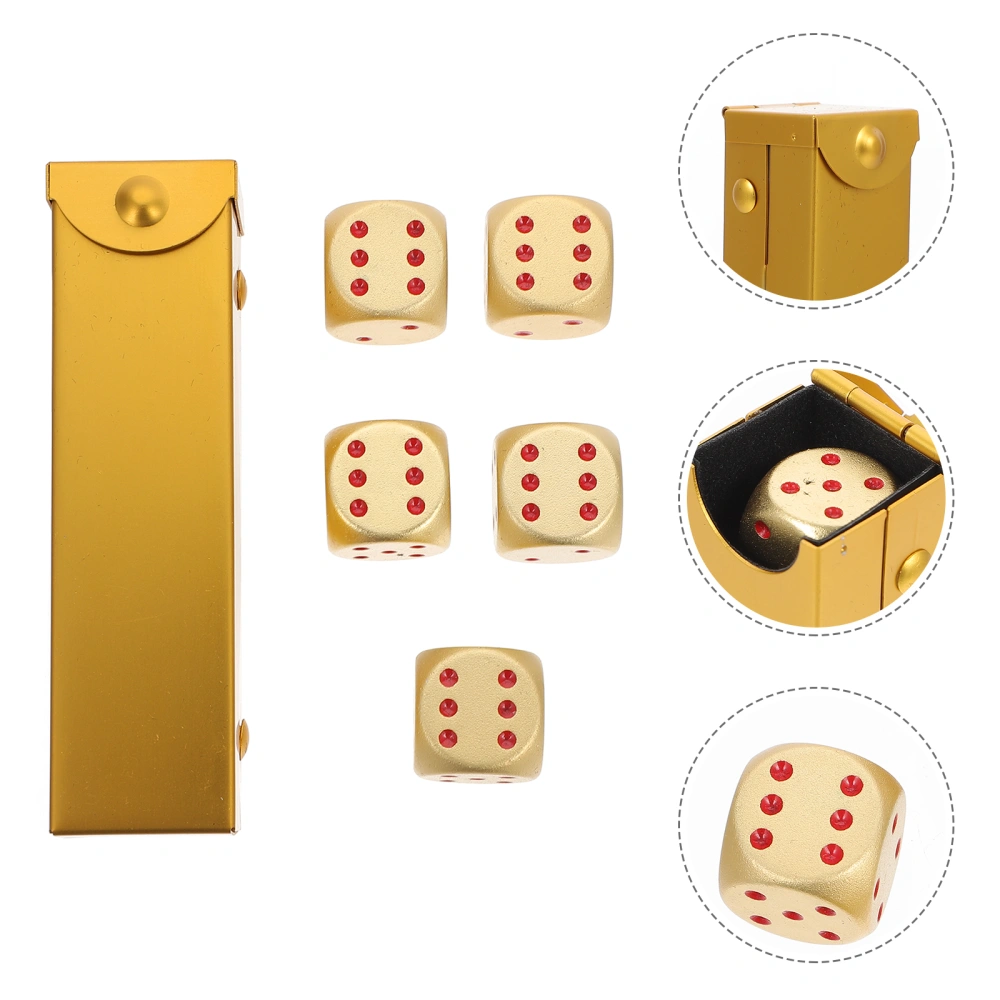 1 Box Portable Metal Game Dice Set Fun Aluminum Alloy Party Dice (Golden)