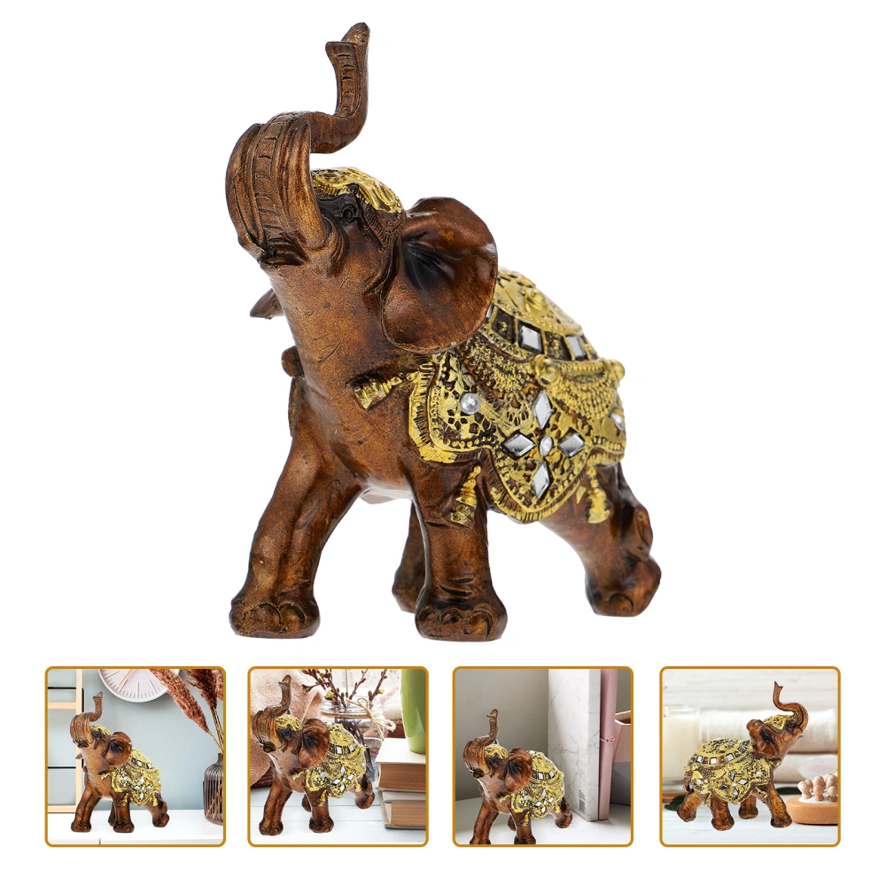 Resin Elephant Statue Delicate Fortune Elephant Sculpture Artistic Statue