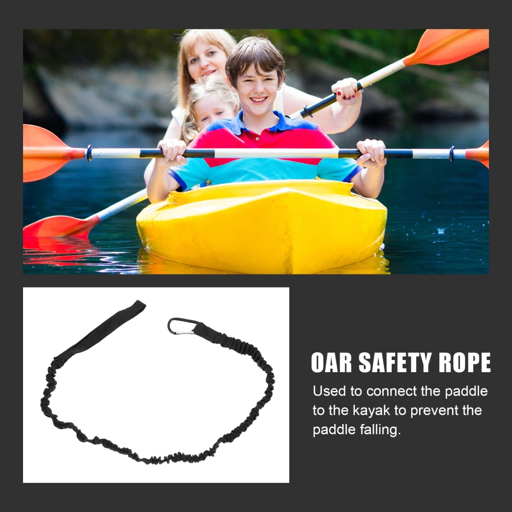 Kayaking Canoe Paddle Safety Line Oar Anti-loss Rope Elastic Rope with Carabiner