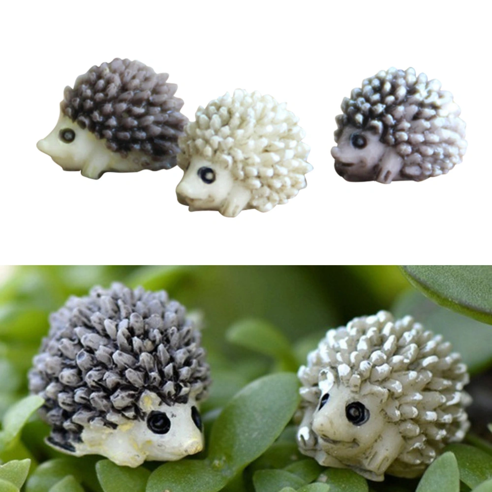 20pcs Mini Garden Miniature Ornaments Cartoon Resin Hedgehog Micro Landscaping Decoration (Random Black or White Color)