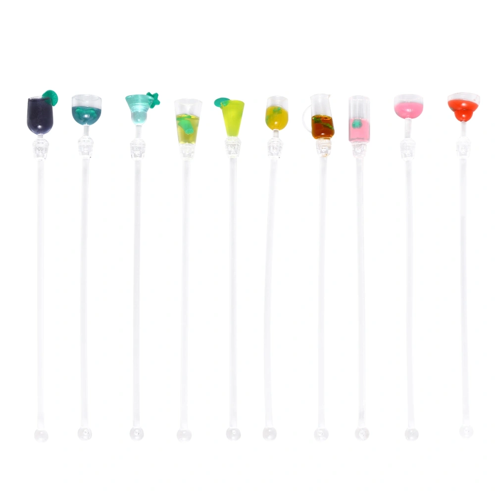 20pcs 23CM Cocktail Drink Mixer Bar Stirring Mixing Sticks With Colorful Miniature Accessory (Random Color)