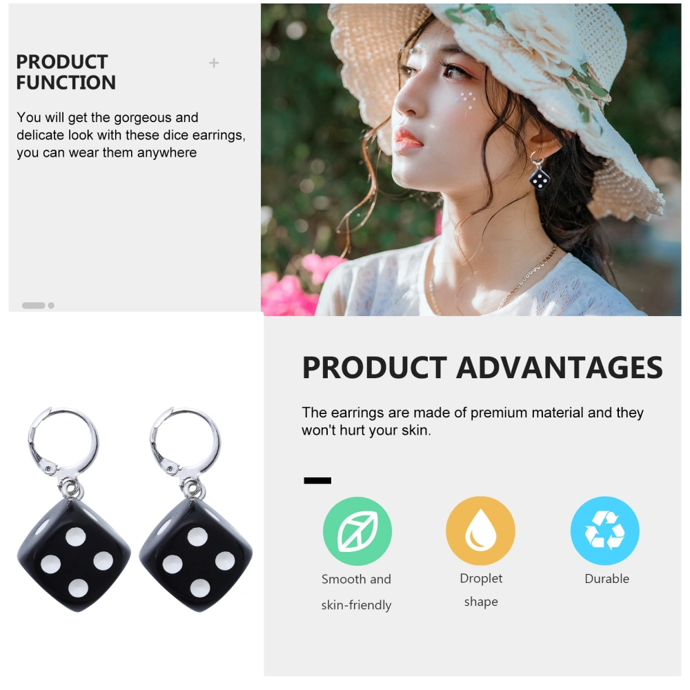 1 Pair Creative Dice Earrings Cartoon Stereoscopic Earrings Jewelry for Women