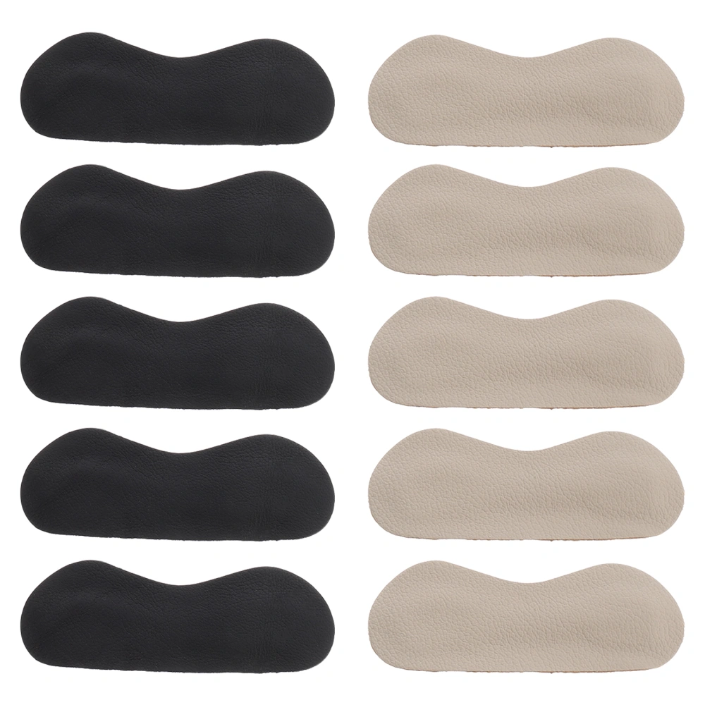 10pcs Wear-resistant Heel Grips Leather Cushion Nonslip Heel Pads (Beige, Black)