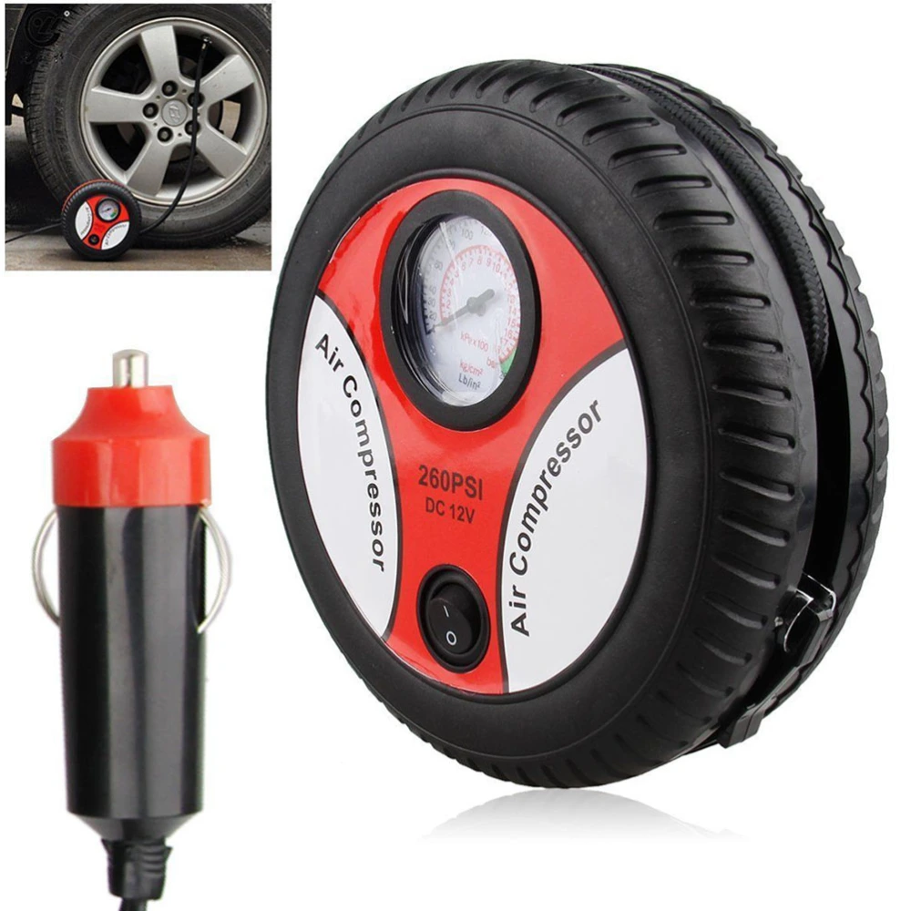 12V Mini Pump Household Vehicle-Mounted Air Charging Pump with 3 Air Nozzles (19 Cylinder Large Motor)