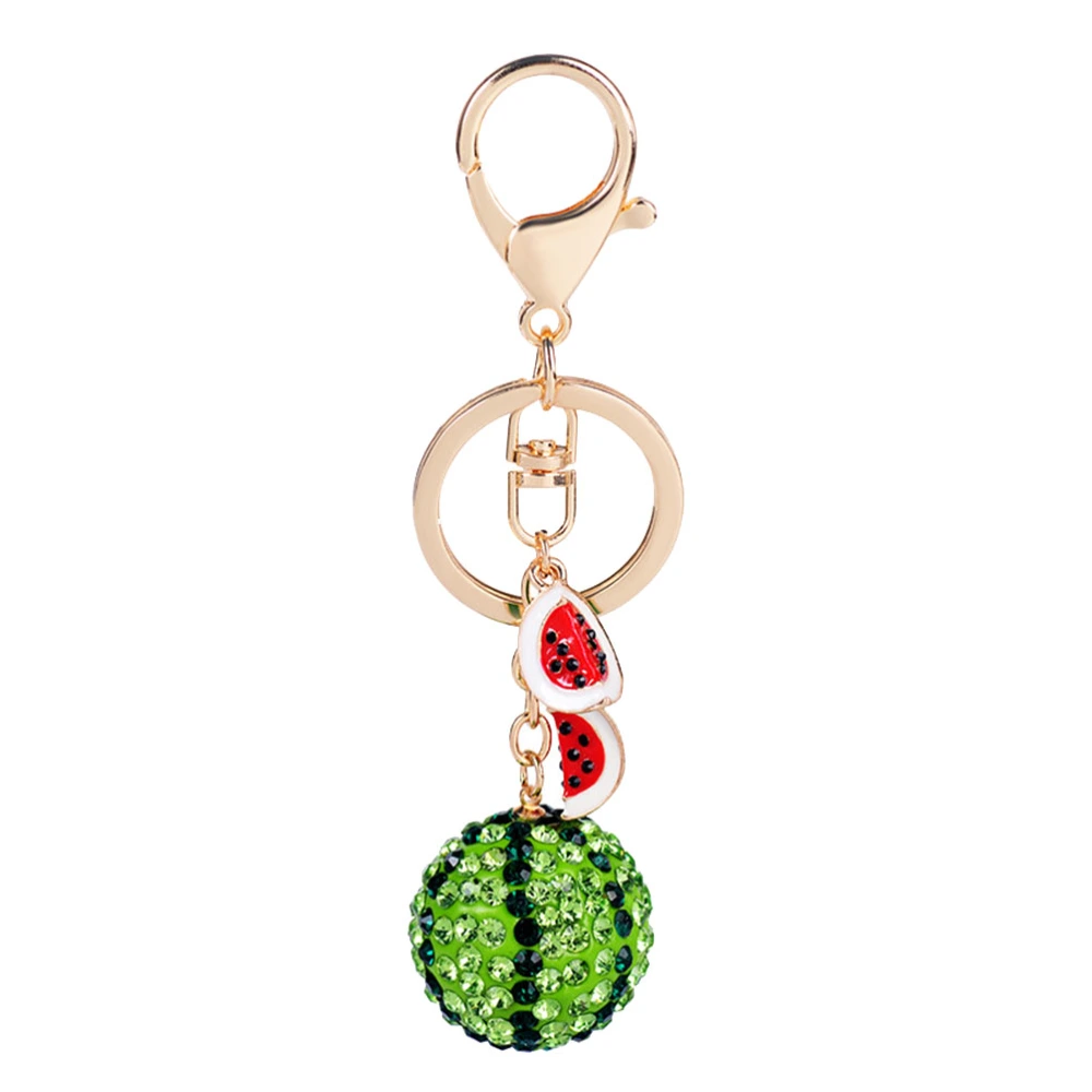 Green Summer Fruit Gift Keychains Watermelon Key Holder Alloy Pendant Rhinestone Key Rings Craft Ornaments for Car Key Bag Hanging