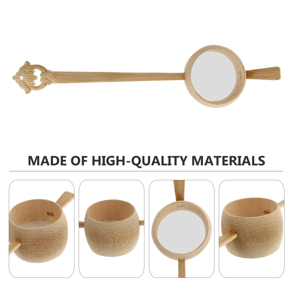 1Pc Natural Tea Bamboo Strainer Tea House Home Office Long Handle Tea Filter (Wood Color)