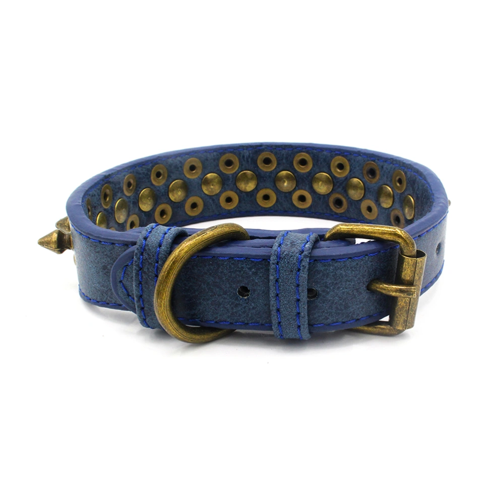 Anti-bite Round Nail Pet Ring Dog Collar Rivet Pet Collar Personalized Collars (Dark Blue, Size XS)